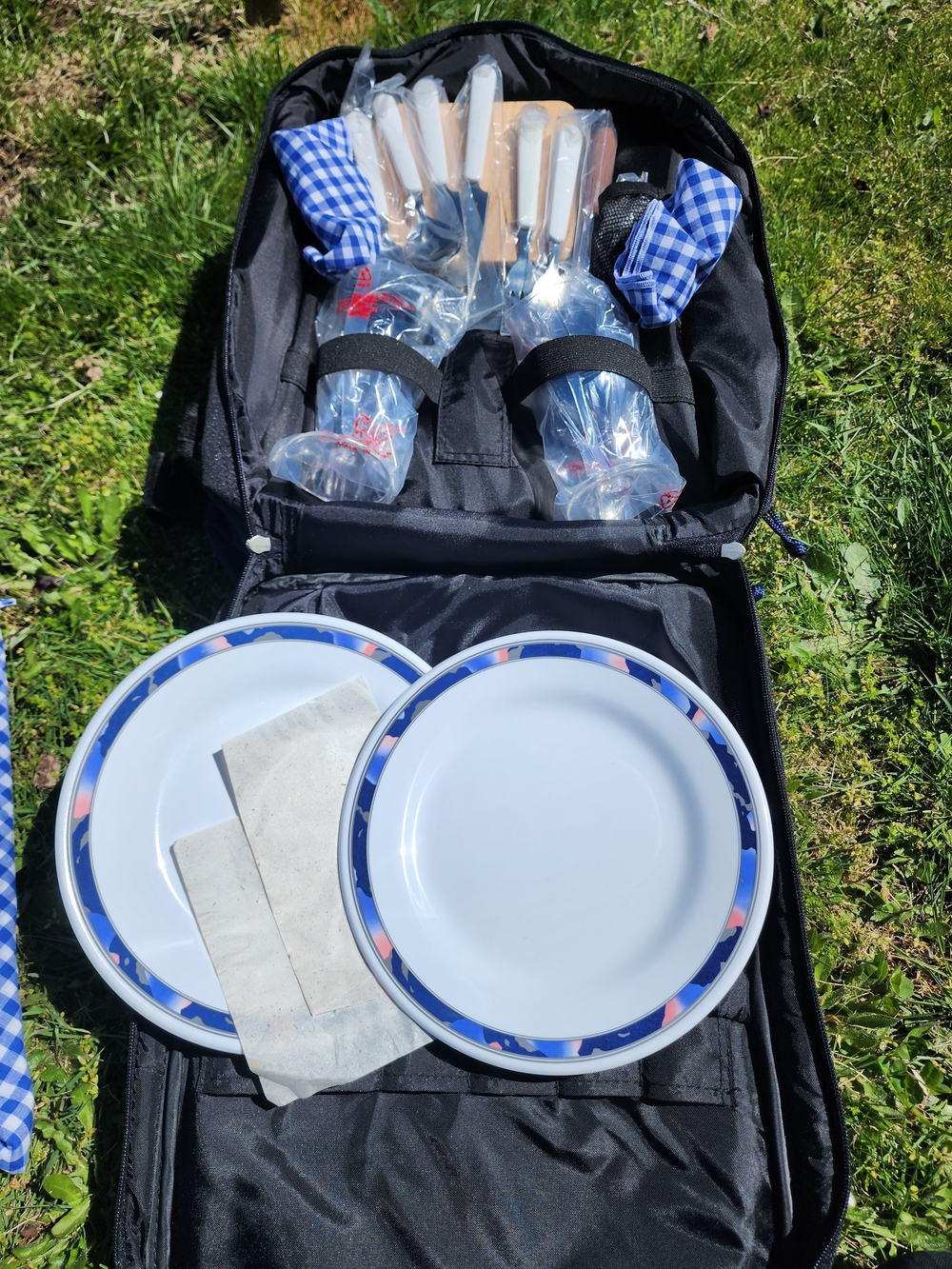 Navy Blue Picnic Backpack For Two - Picture 7 of 10